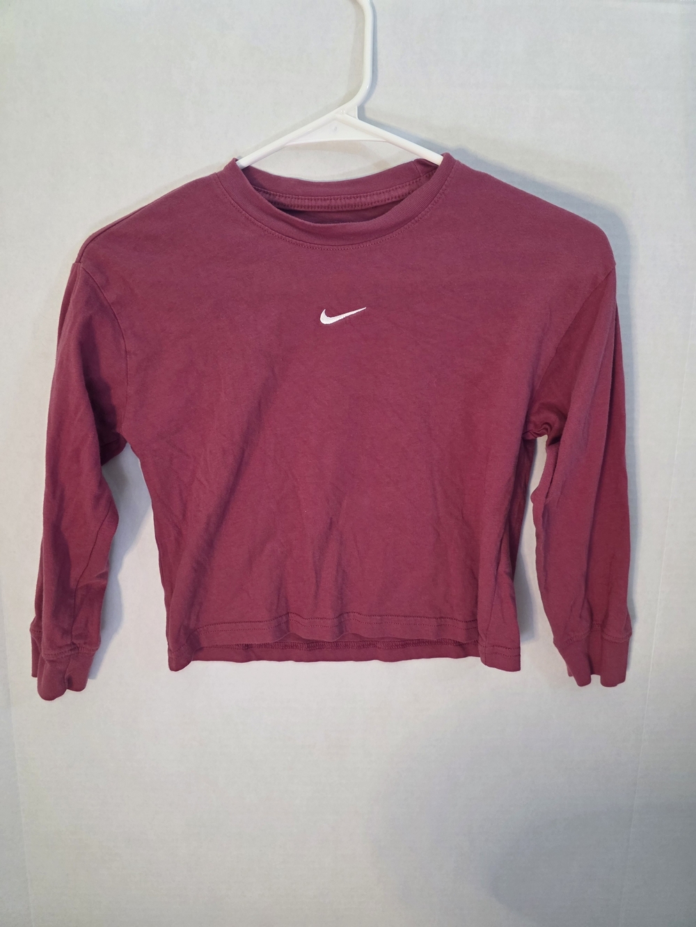 Nike Long-Sleeve Cropped in Dusty Rose with White Swoosh